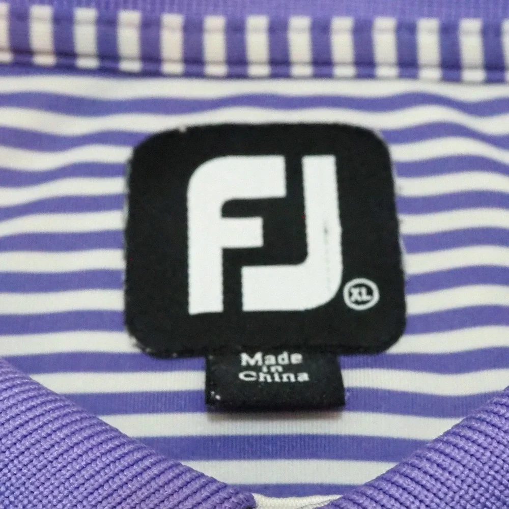 FootJoy Mens‎ XL Golf Polo Shirt Short Sleeve Performance Purple Striped ProDry